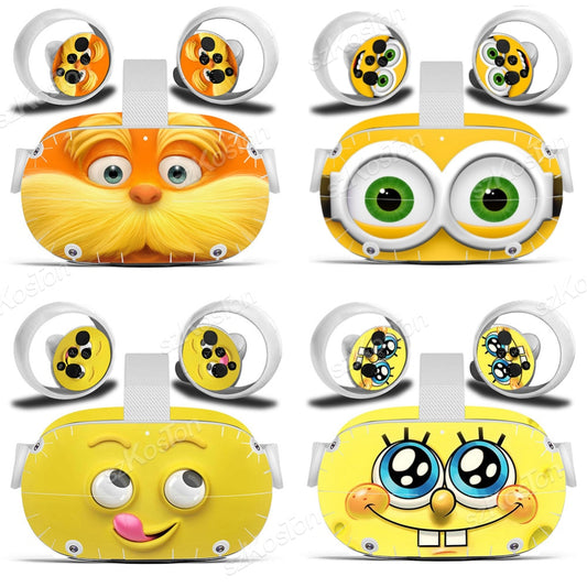 Vinyl Decal Skin Sticker for Oculus Quest 2 VR Headset Controller Cute Cartoon Protective Cover for Oculus Quest 2 Accessories